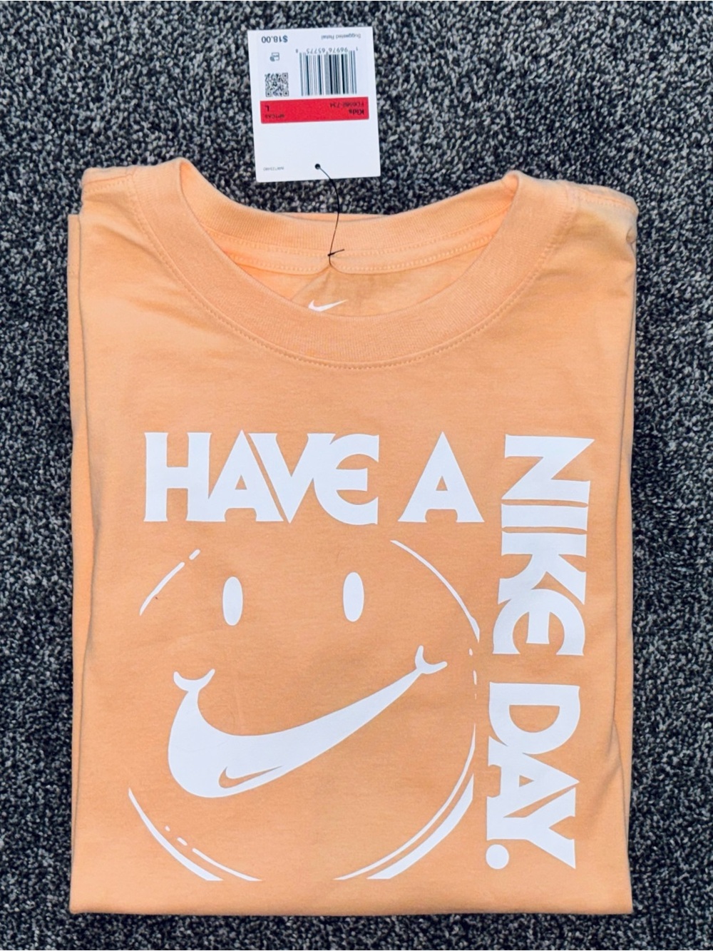Nike Peach Short Sleeve Tee | White 'Have A Nike Day' Graphic | *NWT | LG |